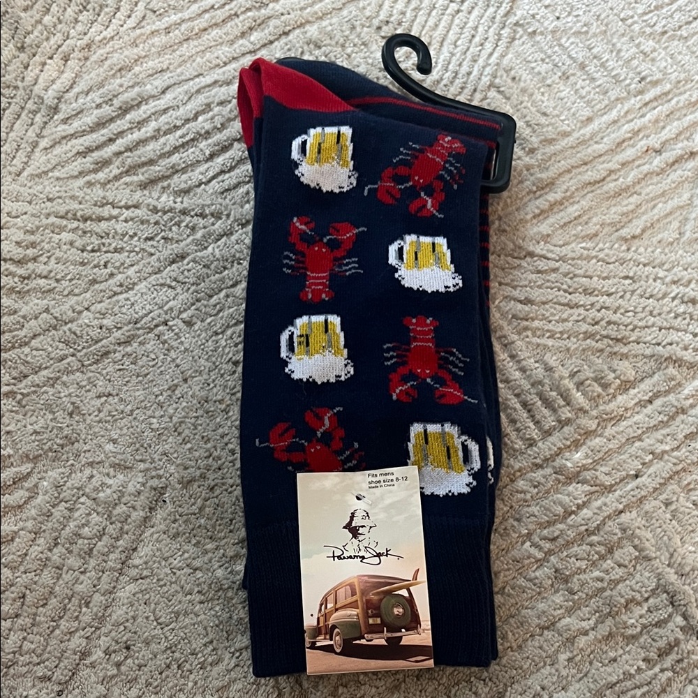 Men’s Panama Jack Crew Socks w/ Lobster and Beer Pattern